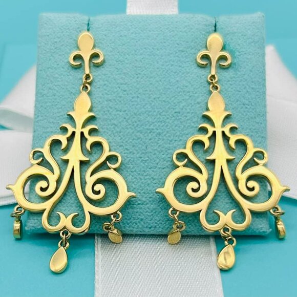 Tiffany & Co. Enchant Dangle Chandelier 18k Yellow Gold Earrings - Picture 2 of 6